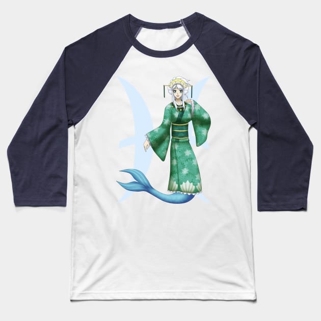 Mermaid Princess Pisces Horoscope Baseball T-Shirt by CelestialKame